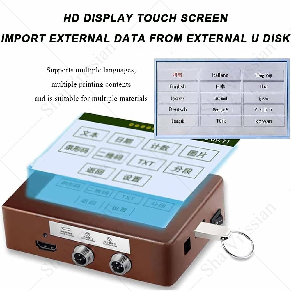 Apparecchiatura di Stampa Touch Screen,Macchina Codifica Automatica a Getto D’Inchiostro,12,7mm/25,4mm,30 M/Min,300 Dpi,per Testo,QR,Barcode,Logo su Plastica/Metallo 12.7mm