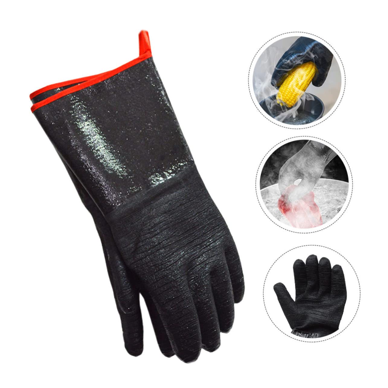 Guantes De Cocina Resistentes Al Calor Agua De Neopreno, Impermeables y Aislantes Térmicos para Barbacoa y Horno, Protección Manos Reutilizables, Negro