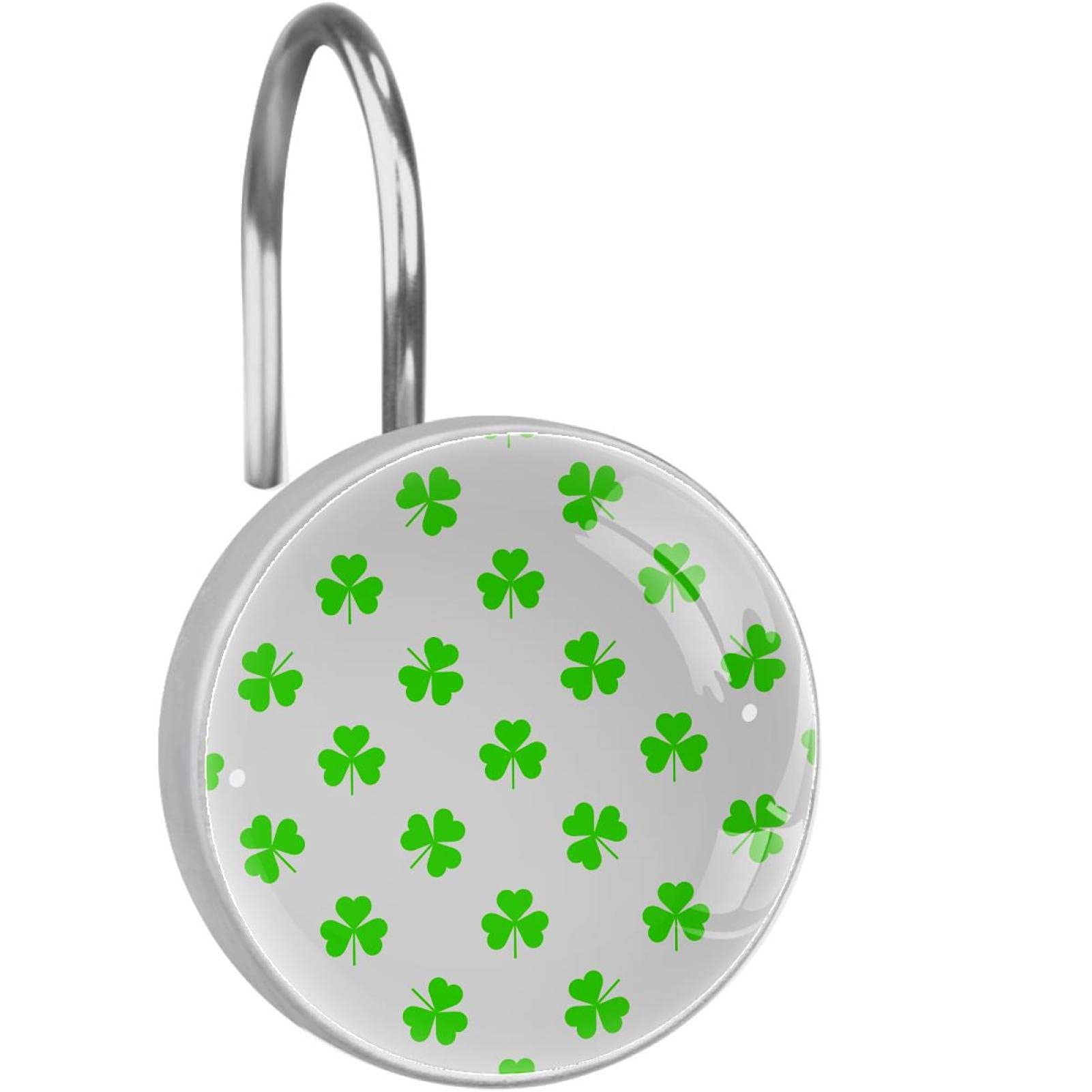 Crochets pour rideau de douche trèfle vert cristal transparent anneaux salle de bain