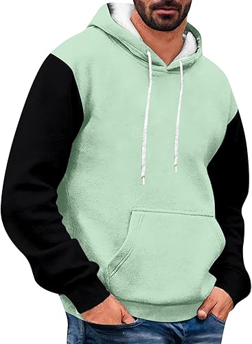 WENKOMG1 Sudaderas con capucha de gran tamaño para hombre, bloque de color, impreso, casual, deportes, activo, atlético, correr, trotar
