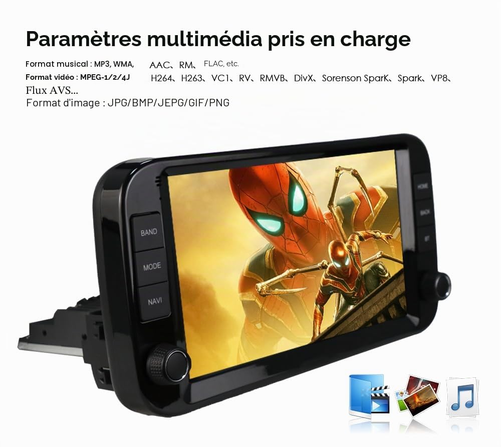 Ossuret Autoradio pour Fiat Panda (2013-2020), 9 Pouces Android 14 écran Tactile 2+32 Go Navigation GPS avec Carplay Android Auto WiFi Bluetooth USB Commande au Volant DSP TPMS OBD2 Dab+