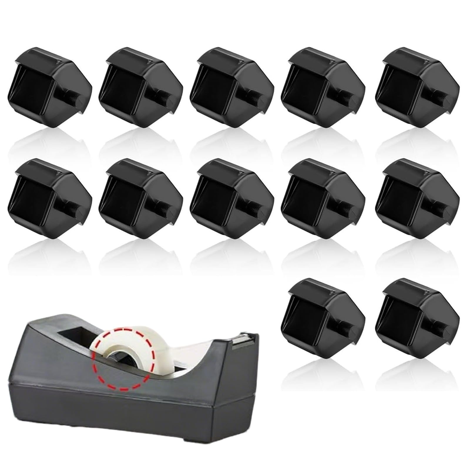 12pcs Black Insert Cellotape Dispenser Roll, Cellotape Refills, Plastic Tape Dispensers, Dispenser Tapes, Insert Core Tapes Dispensers Parts for School Office Home Supplies