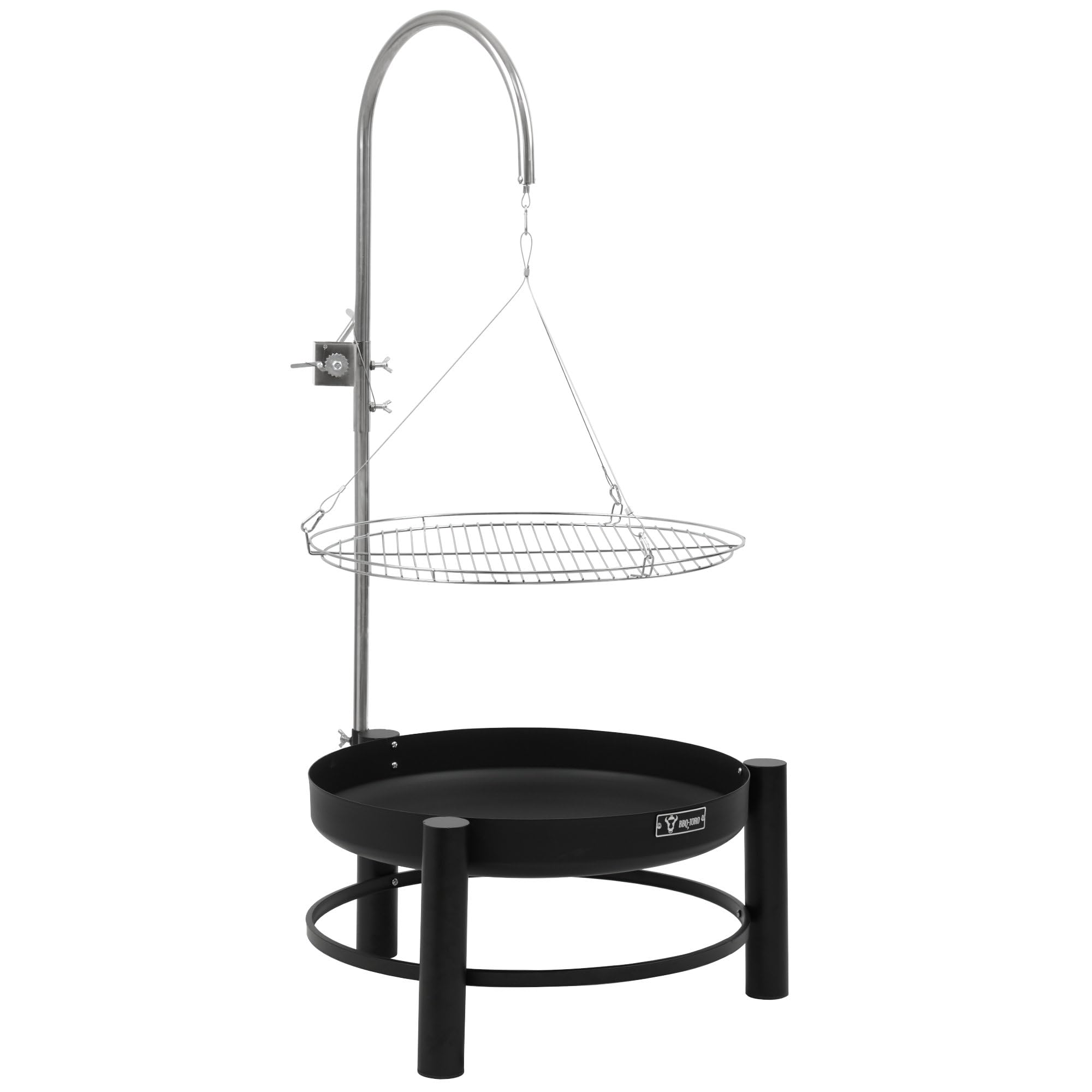 BBQ-Toro Barbecue girevole con braciere e griglia, diametro 61 cm, nero, barbecue a carbonella, barbecue e braciere con manovella, per giardino, terrazza, campeggio e esterni