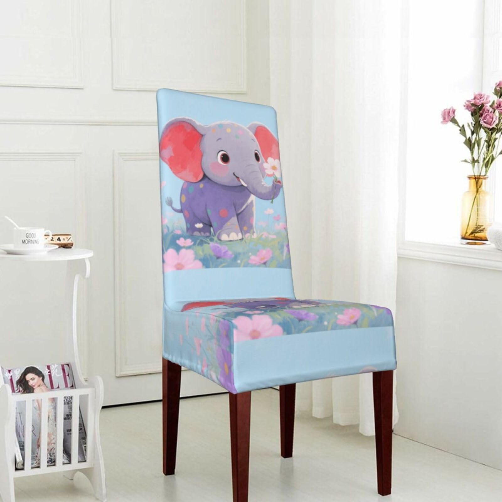 FekiLoot Stretch Dining Room Chair Covers Removable Washable Parsons Chair Slipcovers Elephant Chair Seat Protector Cover for Hotel, Office, Ceremony, Banquet, Wedding Party