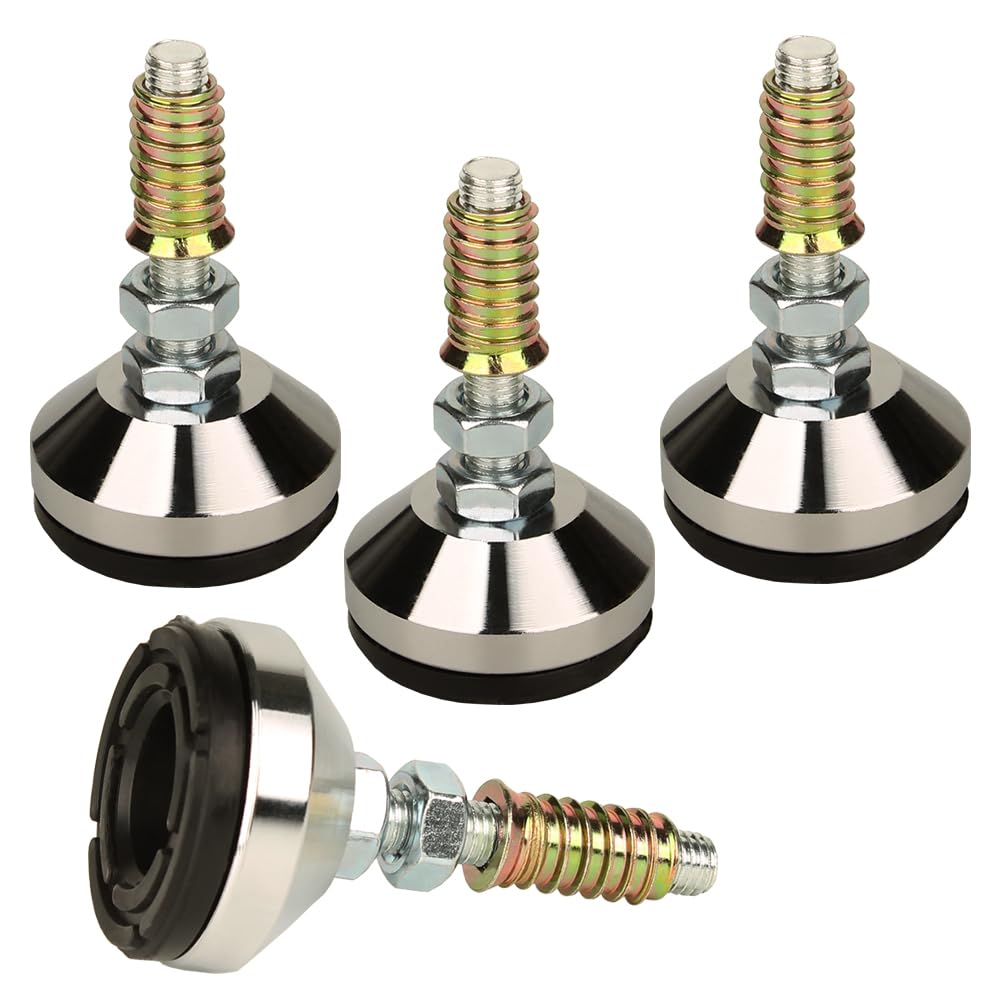 Niveladores de patas para muebles, patas ajustables resistentes, base de 1.97 pulgadas de diámetro, patas de nivelación ajustables, rosca M10, capacidad de 1200 libras, inserciones de