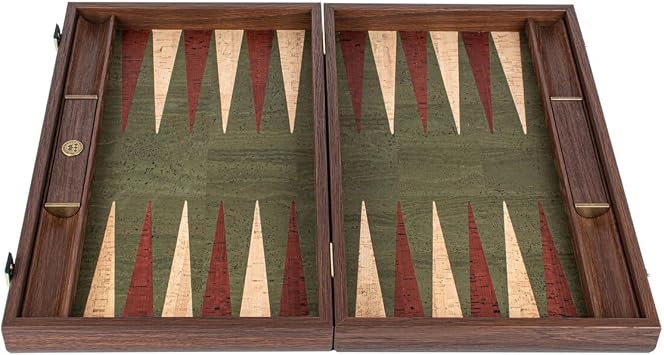 Manopoulos Green Cork 19 inch Backgammon Set