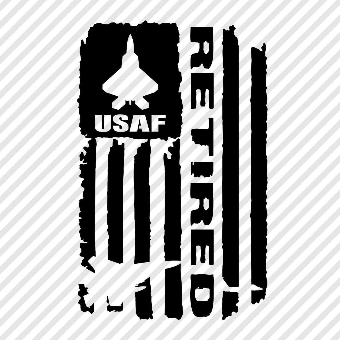 Sticker Distressed Air Force USAF Retired Flag XL Decal United States Army Military for Car Truck Window Laptop Bumper (Matte Black, 15.0" x 23.6")