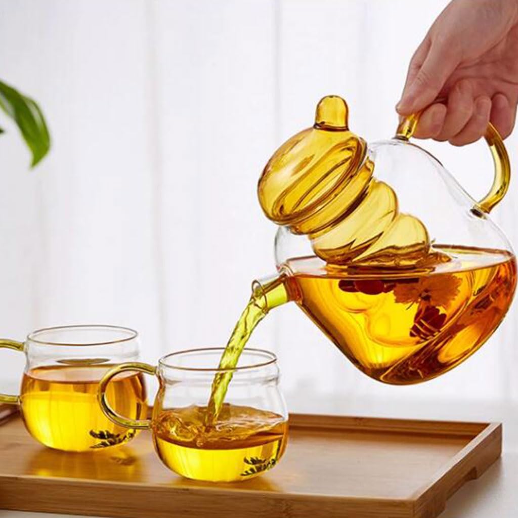 Teekanne mit großem Fassungsvermögen, Glasblumen- und Früchteteekessel, kreativer Teebereiter mit Einsatz, 1300 ml