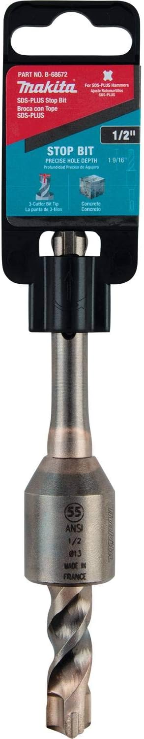 Makita B-68672 1/2" x 1-9/16" x 5" SDS-PLUS Stop Bit, 3-Cutter