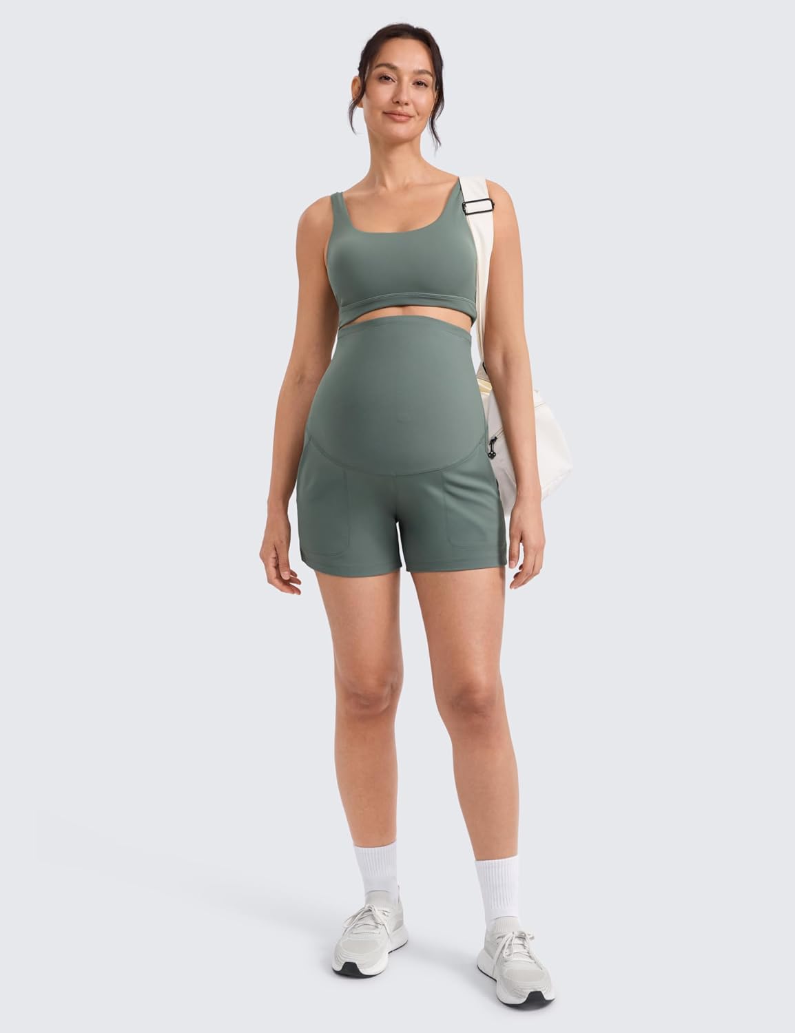 CRZ YOGA Butterlift Maternity Linerless Shorts 4" - Pockets Comfy Yoga Casual Workout Womens Pregnancy Over The Belly