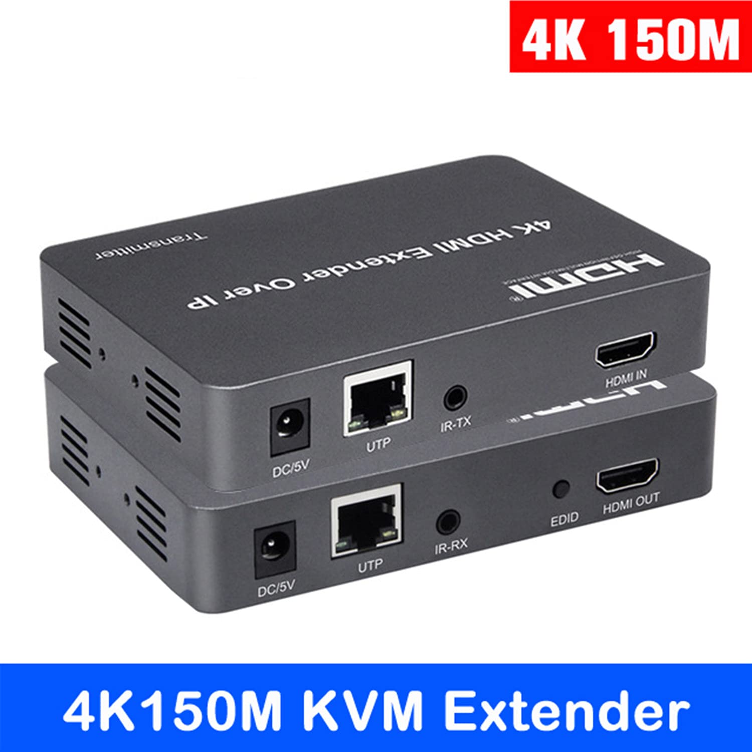 4K HDMI KVM Extender 150M Over IP KVM RJ45 Cat5E Câble Ethernet Support USB Mouse Keyboard Extension Compression sans perte