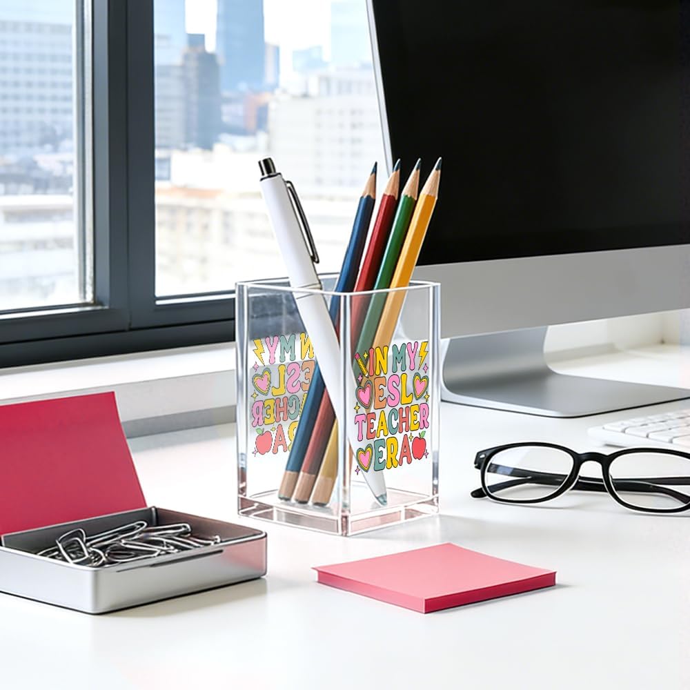 In My ESL Teacher Era Pencil Holders Acrylic Pencil Pen Holder Cup image 3