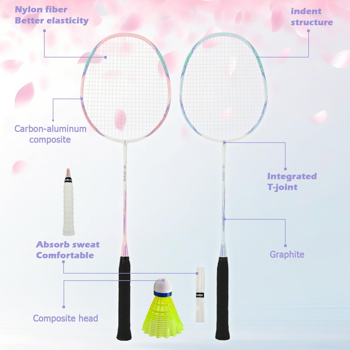 Senston Raquetas de Bádminton Adulto Unisex - 2 Raquetas con Bolsa y Volantes