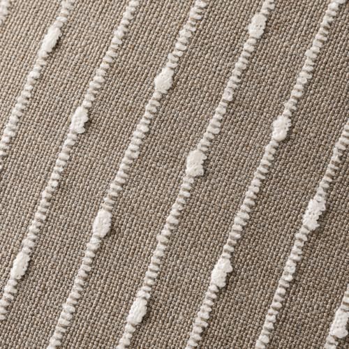 Image of Foindtower Boho Striped Boucle Lumbar Throw Pillow Covers 12x20 Taupe Gray