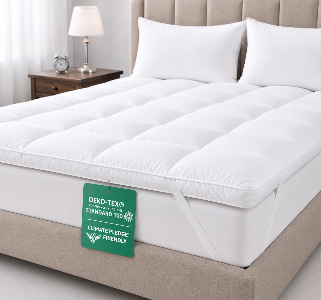 4All Small Double Mattress Topper 120x190cm (4FT) – Extra Thick 10cm Deep Filled Bed Topper, Hotel Quality Quilted Mattress Pad with Corner Straps, Breathable Hypoallergenic Microfiber