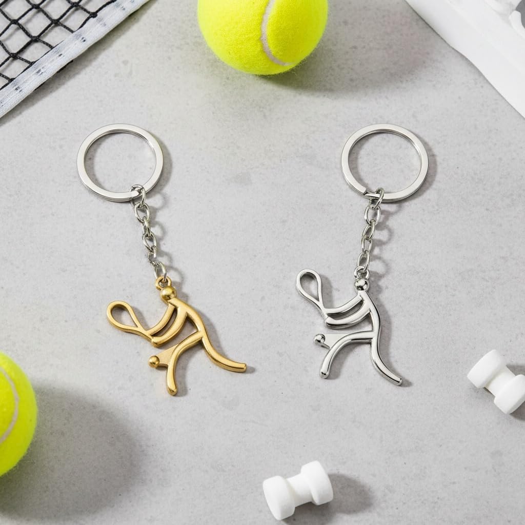 2 Pack Set Sports Soccer Tennis Basketball Bike Running Weightlifting Keychain for Women Men image 5