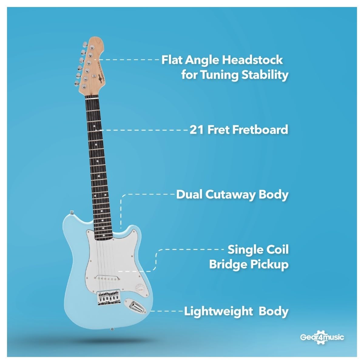 VISIONSTRING Kids Guitarra Eléctrica Tamaño 3/4 Guitarra Eléctrica Starter Pack con Amp para Principiantes Azul