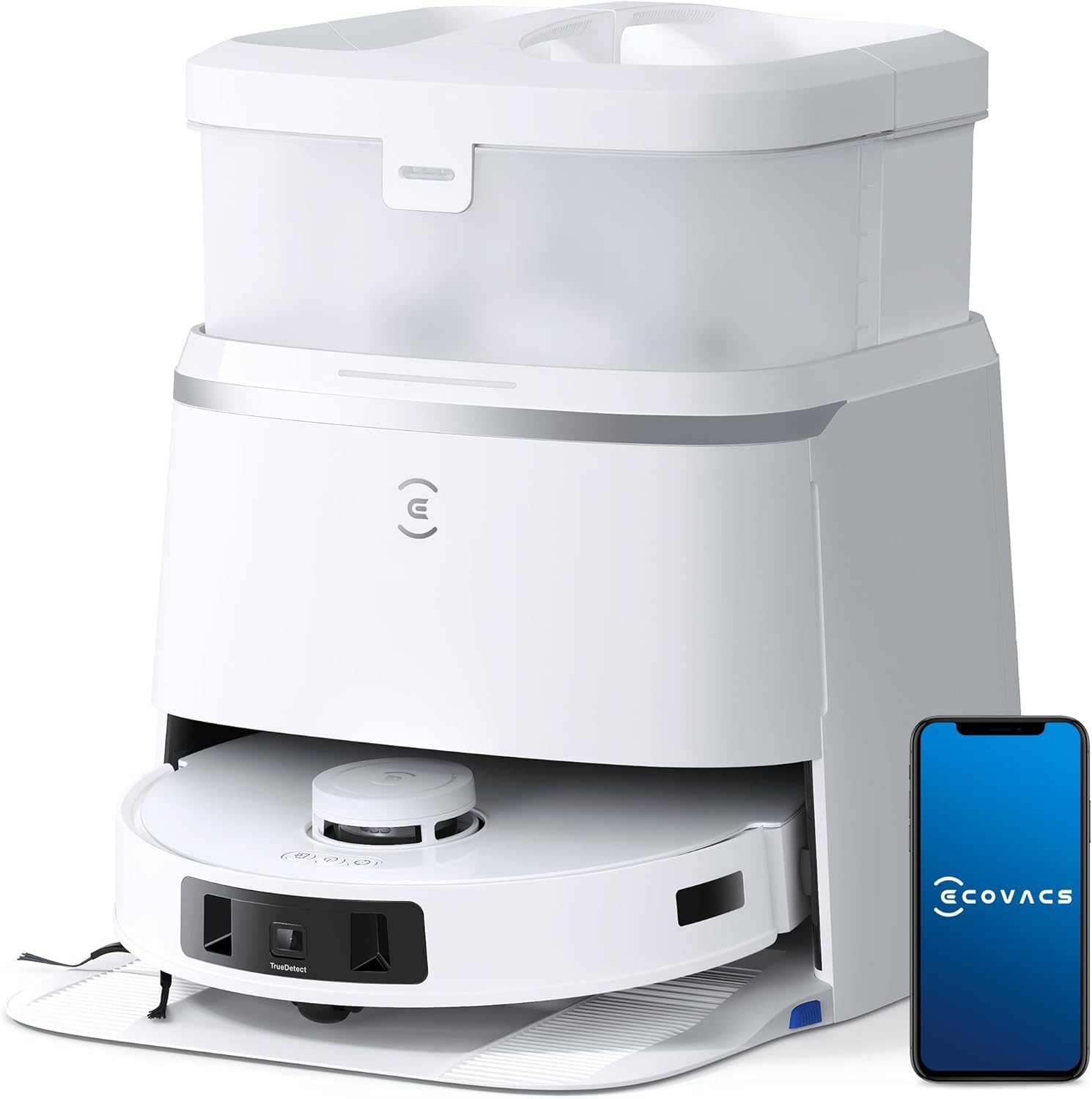 DEEBOT T30 PRO OMNI Robot Vacuum Cleaner with Mop Function, TrueEdge Mopping, Zero Tangle Brush, 11,000 PA Suction Power with Hot Water and Smart Rewash, Silver