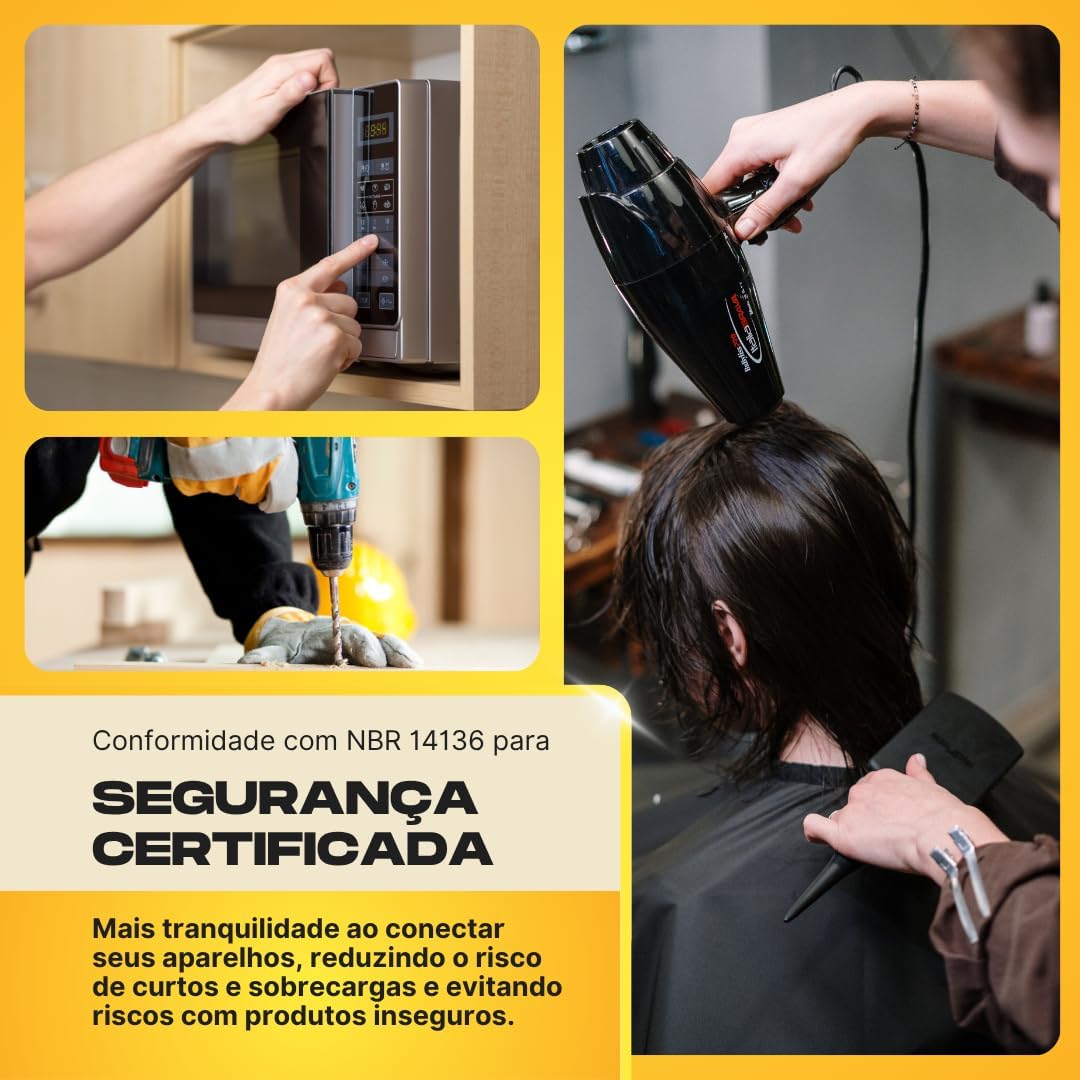 Adaptador Tomada Universal 10A/20A - Kit 2 Benjamin para Tomada Padrão Novo e Antigo - Para Eletrodomésticos, Computadores, Carregadores, Secadores, Airfryer - Bivolt (110V/220V) Adaptador Tomada Universal 10A/20A - Kit 2 Benjamin para Tomada Padrão Novo e Antigo - Para Eletrodomésticos, Computadores, Carregadores, Secadores, Airfryer - Bivolt (110V/220V)