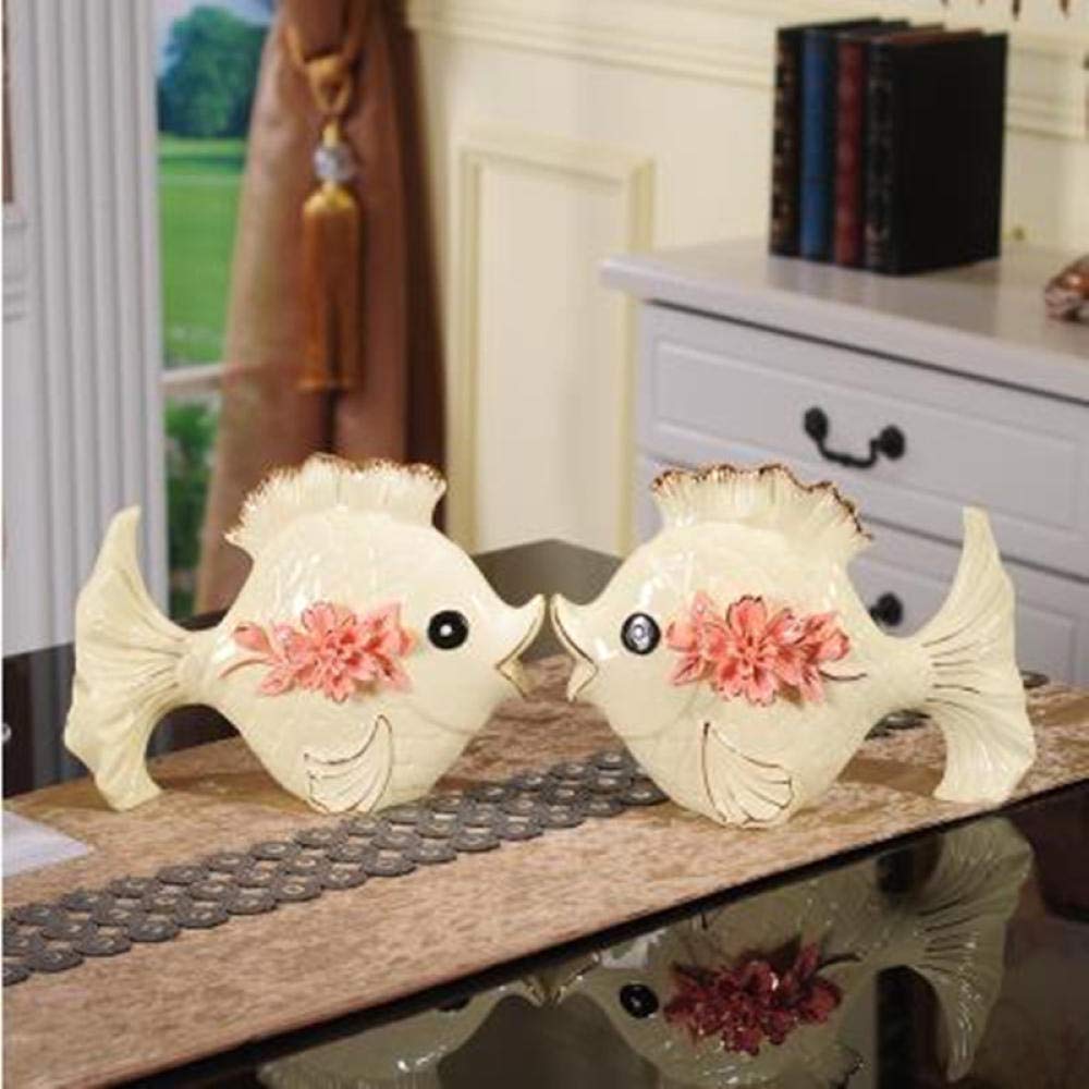 Statue de poisson en céramique : sculpture abstraite artisanale pour salon chic