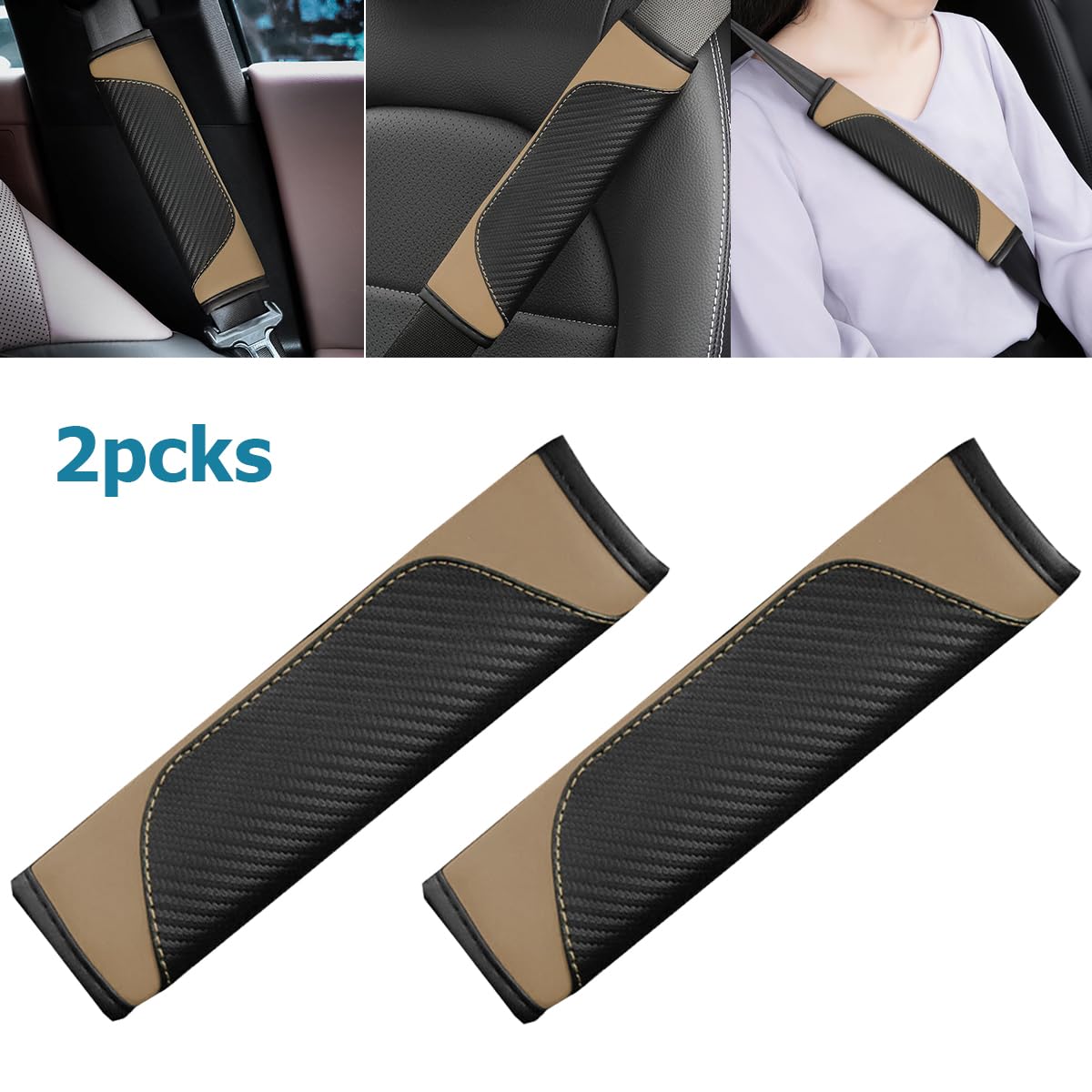 StarFire 2PCS Car Seat Belt Cover Carbon Fiber Safety Seatbelt Shoulder - View #11