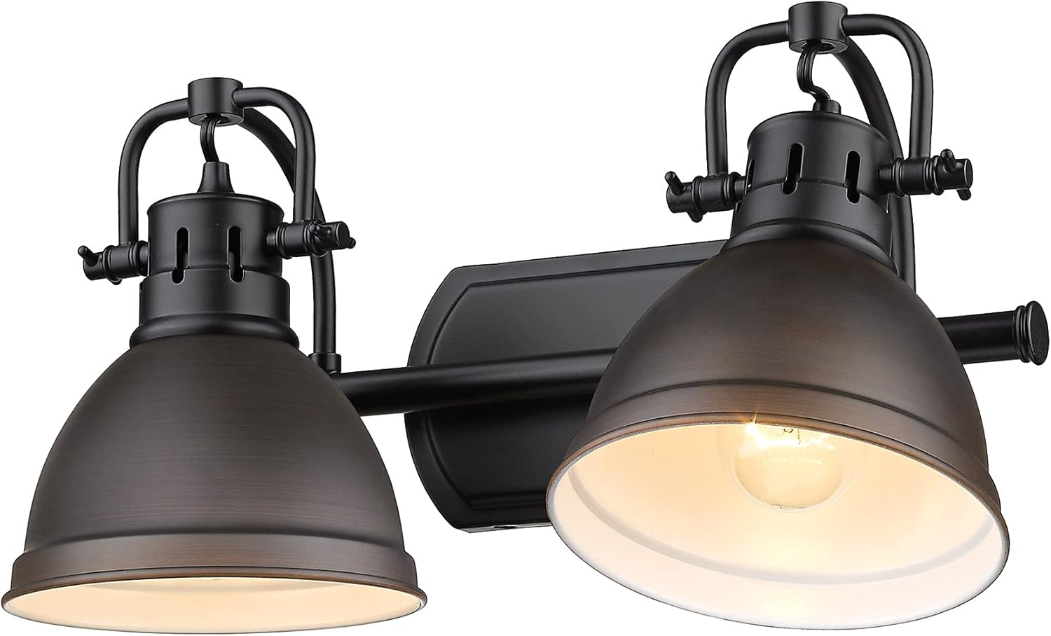 Golden Lighting Yep Duncan 2-Light Vanity in Matte Black and Rubbed Bronze Shade