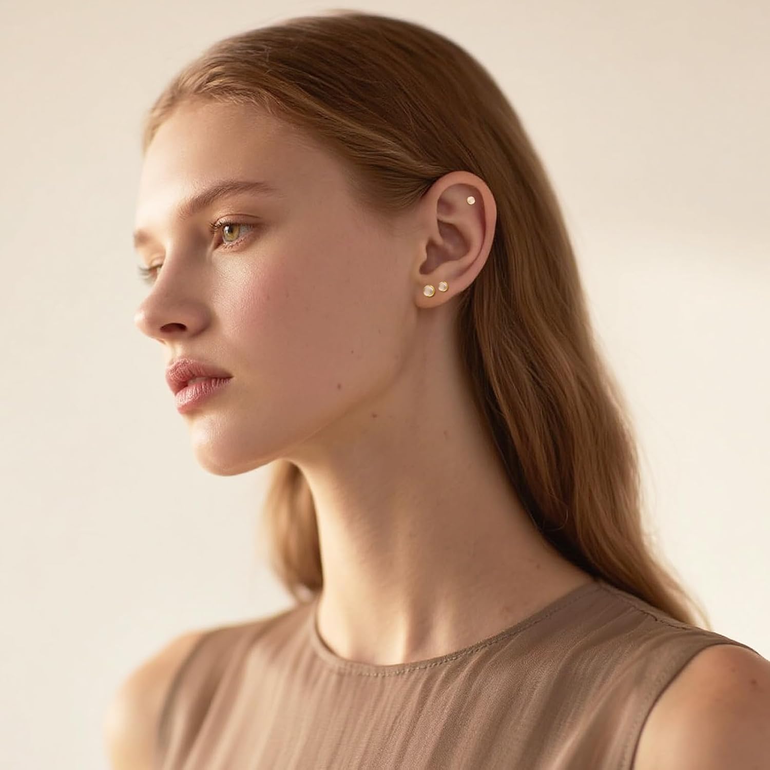 Limerencia Hypoallergenic Earrings for Sensitive Ears - G23 Titanium Round Cat's Eye Flat Back Stud Earrings, Cartilage 5mm Stone Pierced Earrings for Women Men Gift - Image 7