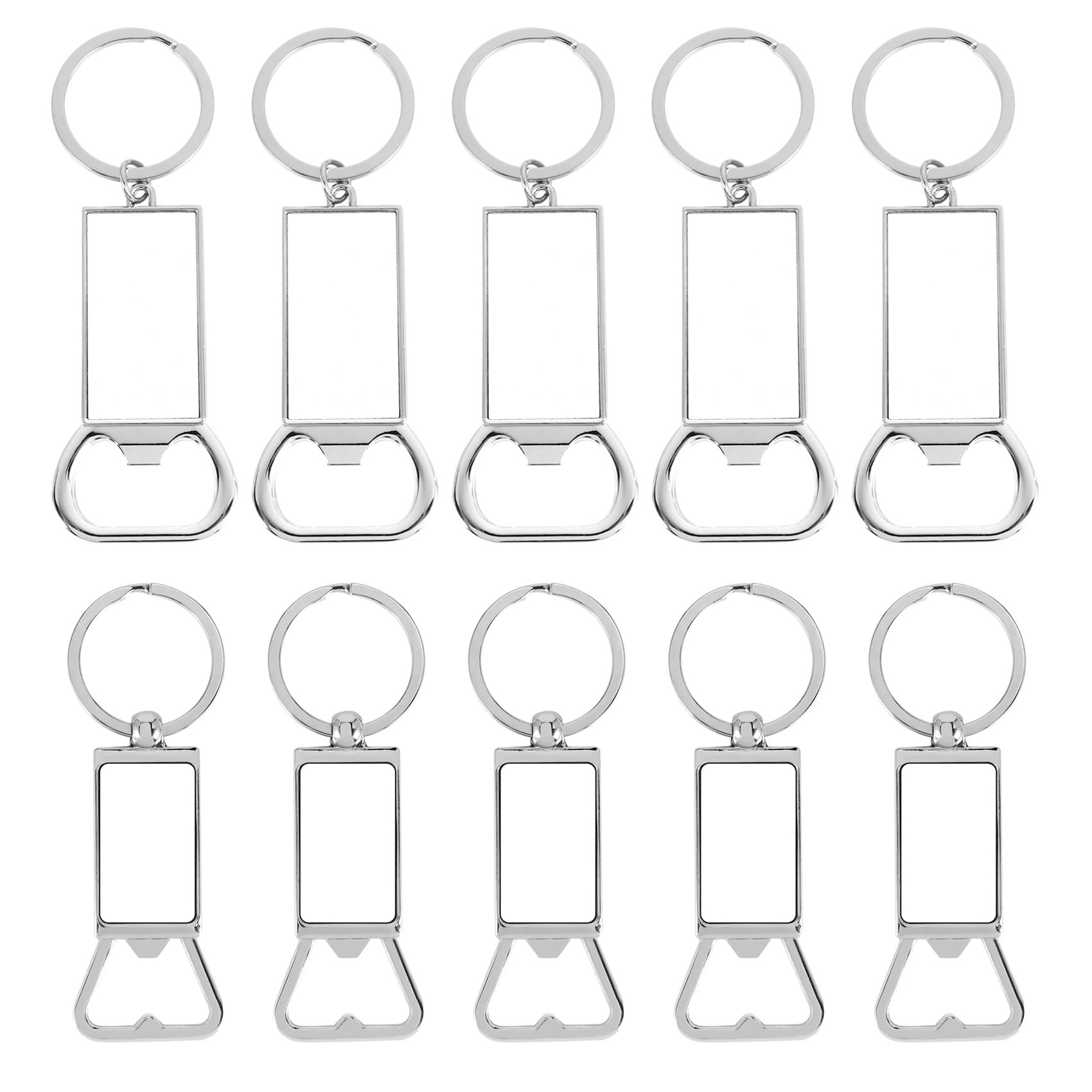 Fuhjythy 10Pcs Sublimation Keychain Blanks - Sublimation Keychain Case or Metal Sublimation Bottle Opener for Heat Transfer,Set A