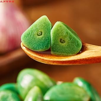 Laba Garlic,Pickled Garlic,50/200/250/400/500g/bag,Jade Garlic,emerald green garlic,Shandong specialty,delicious vinegar garlic,sweet and sour,pickles vegetable,Vegan,Chinese snack (500g,1pack)