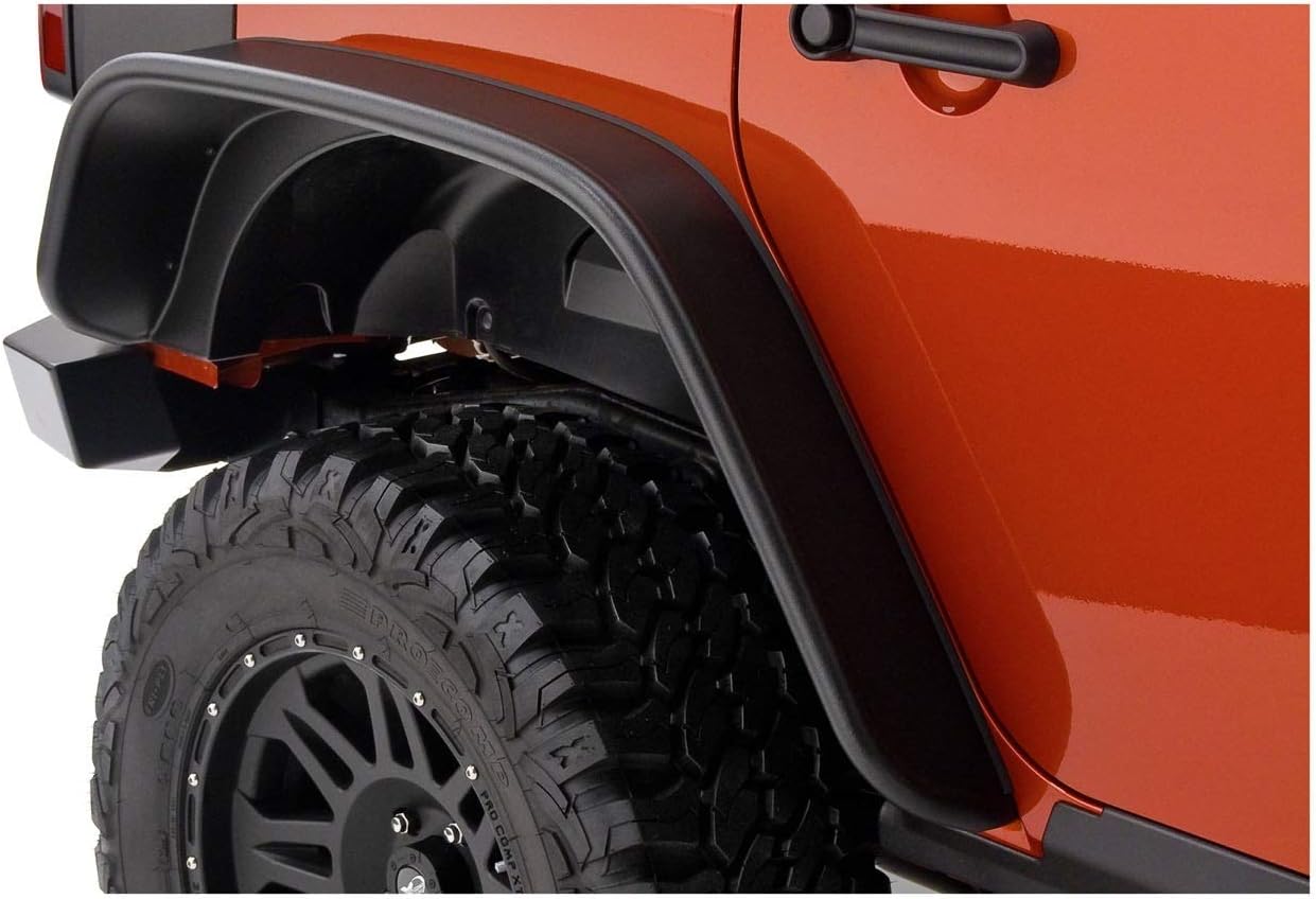 Bushwacker Flat Style Rear Fender Flares (2-Piece) — TPO Smooth Black