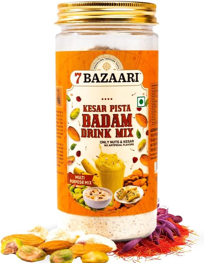 - Kesar Pista Badam Milk Mix Powder 225g | Thandai Style Almond Drink Mix with Saffron, Pistachio & Spices | Protein & Energy Rich | No Artificial Flavours | Healthy Drink for Kids & Adults