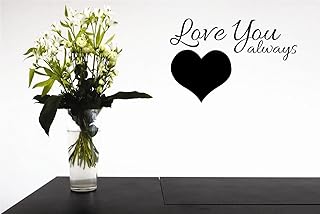 Love You Always Heart Vinyl Wall Decal for Home - Bride Forever Spouse Ring Affection Cute Wall Décor Bedroom Living Room Entry - Removable High Tact - Size: 10 in x 20 in