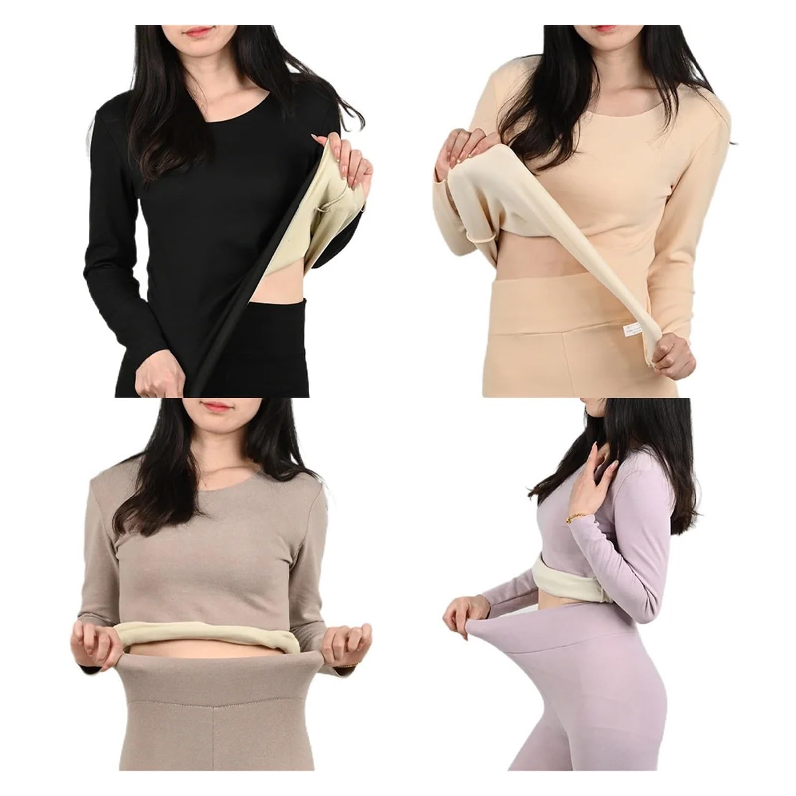 Ropa Interior Térmica Conjunto de lencería térmica Invierno for Mujer, Manga Larga, sin Costuras, Doble Capa, cálida y Abrigada. Incluye Camiseta Interior pantalón
