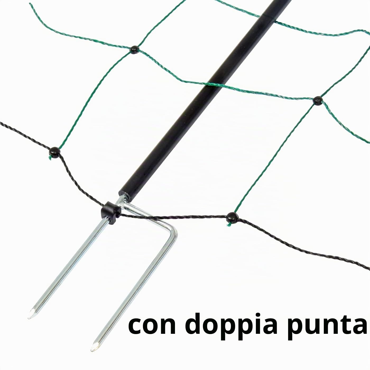 VOSS.farming Rete per recinzioni da pascolo elettrificabile, Altezza 106 cm e 50 m di Lunghezza, a Punta Doppia, 14 Pali Neri, Colore Verde Pino