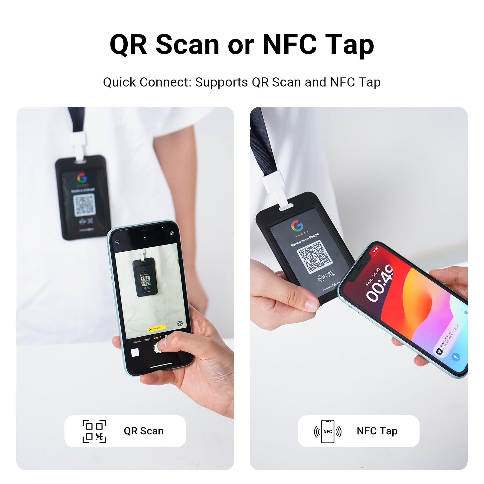 HotLabel Google Review Stand 1 pack + carte Google Review Tap en bonus – Noir – NFC Tap & QR Code – Prend en charge 2 différents magasins ou Same – Pas d'application/souscription