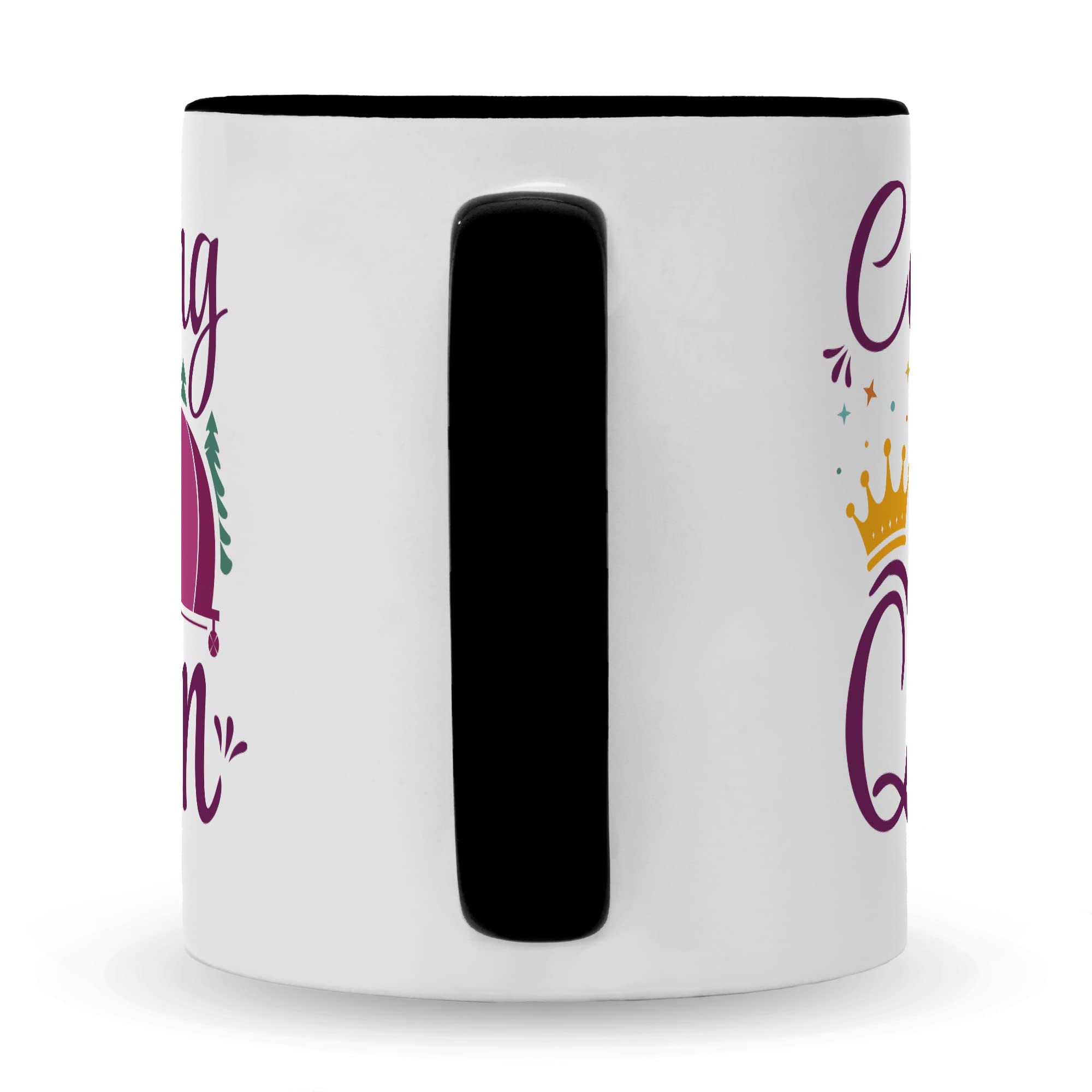 Personalisiertes Geschenk – „Camping Queen“ Tasse Mit Spruch, Schwarz-weiß, Für Camperinnen Zum Geburtstag & Urlaub