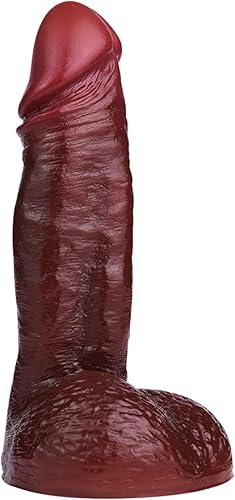 Consolador realista de silicona suave de 7.2 pulgadas con ventosa fuerte, consolador anal de punto G marrón oscuro realista de gran tamaño para