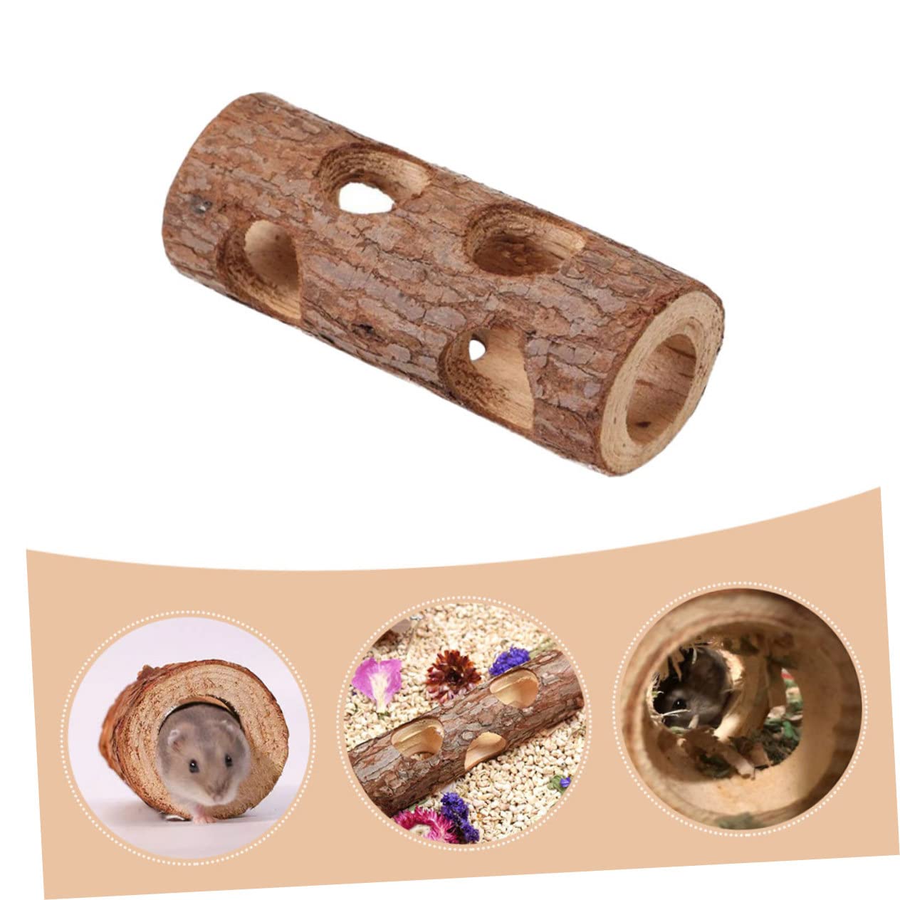 SUPVOX Solid Wood Pipe Toys Guinea Pig Tunnel Dwarf Hamster Toys Hamster Cage Tubes