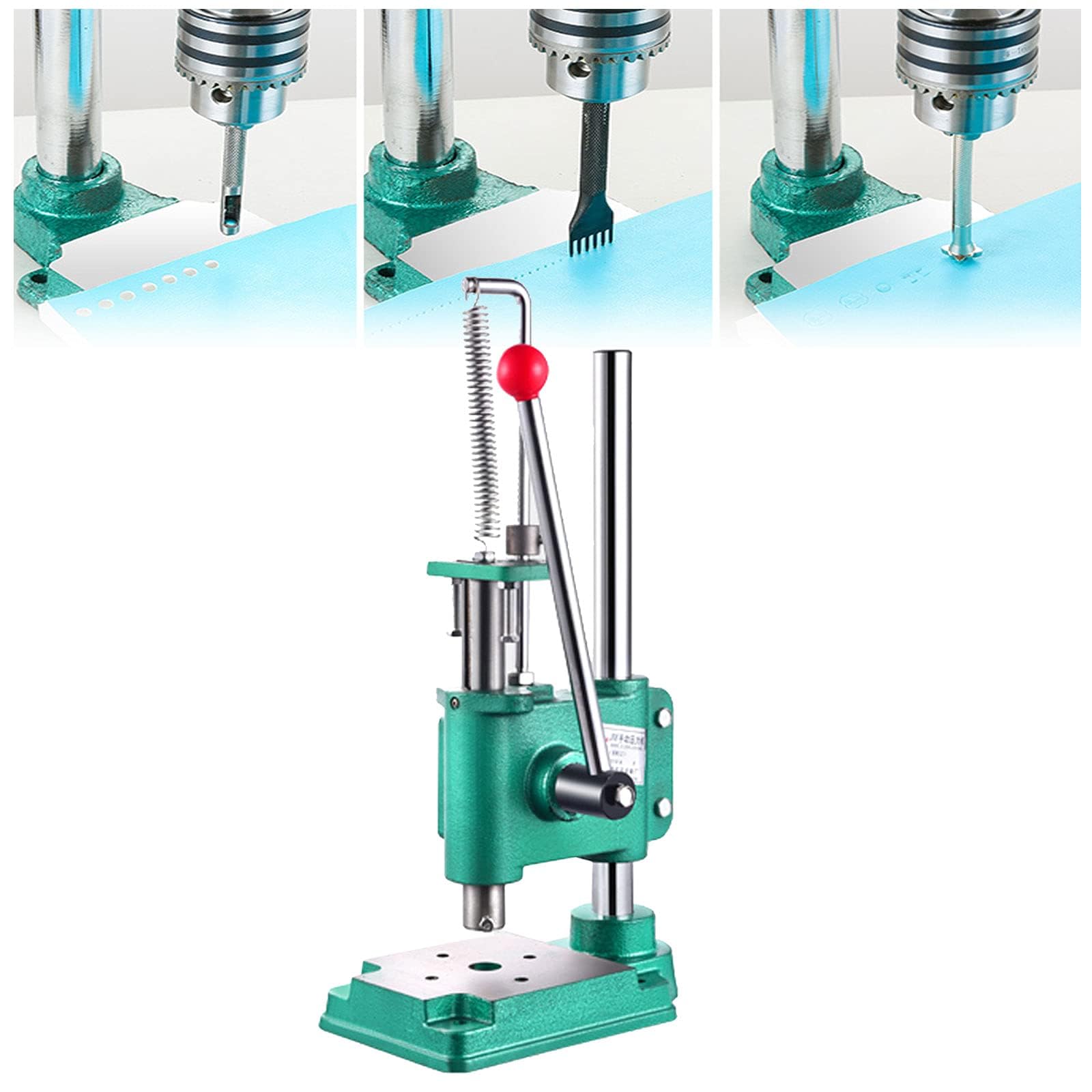 Punzonadora manual, prensa de eje ajustable, apta para cuero, plástico, madera, aluminio, presión de suministro: 320 kg, ideal para varios moldes