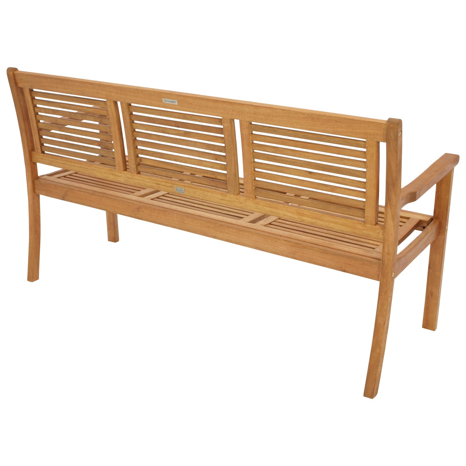 DEGAMO Gartenbank Holzbank CORUNA 3-sitzer 160cm, Eukalyptusholz braun geölt, Outdoor