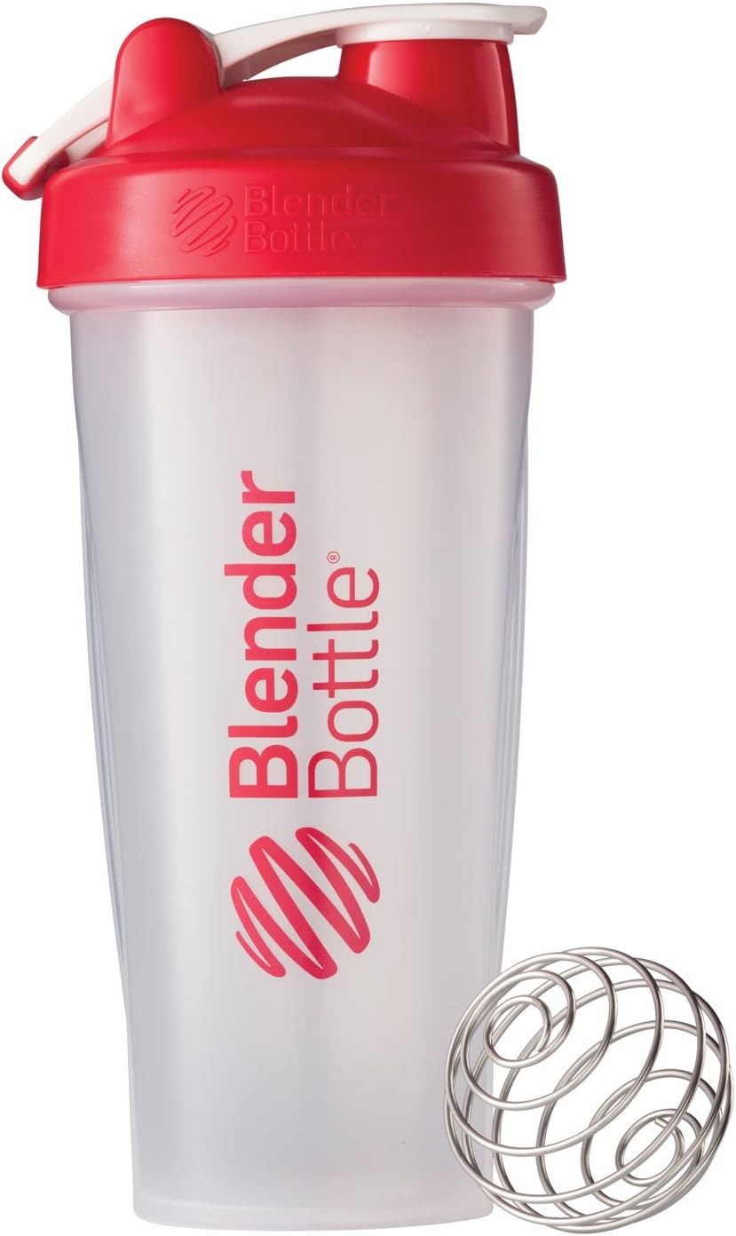 BlenderBottle Classic Loop Top Shaker Bottle, 28-Ounce, Clear/Red