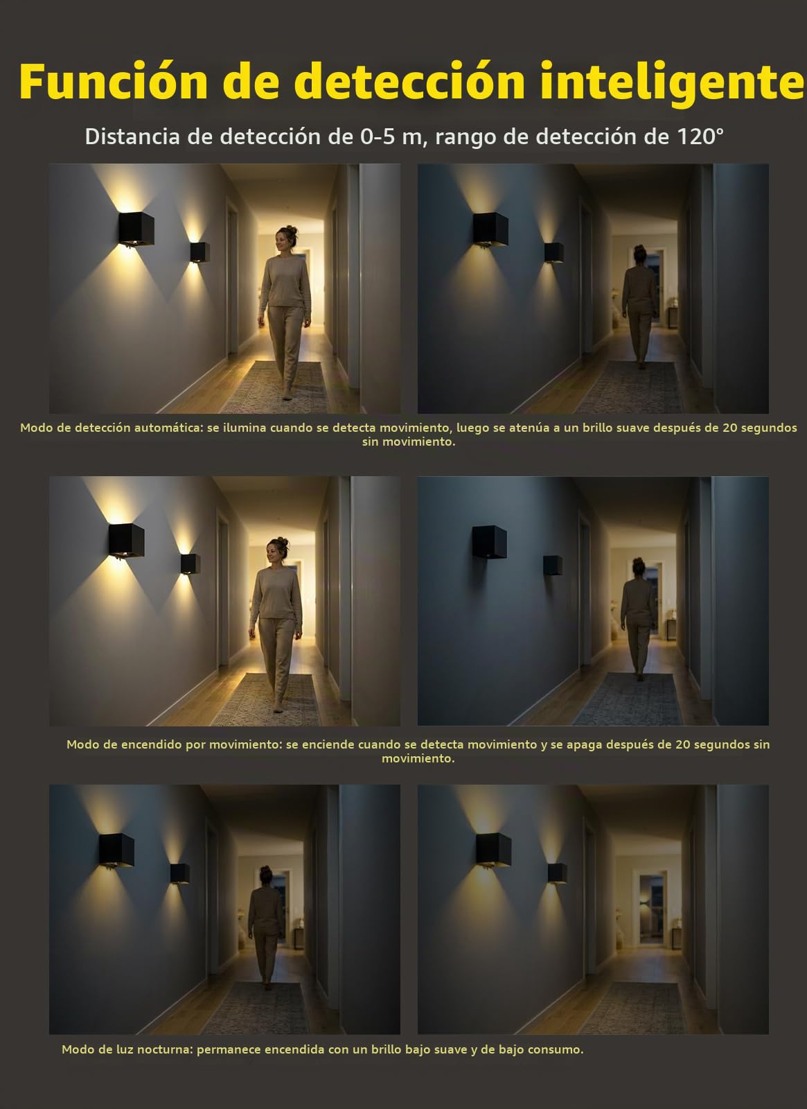 T-SUN 2 Piezas Aplique de Pared con Detector de Movimiento y Mando, 3 Modos Lámpara de Pared Recargable Sin Cable, Aplique de Pared Superior e Inferior con Temporizador para Interior/Exterior