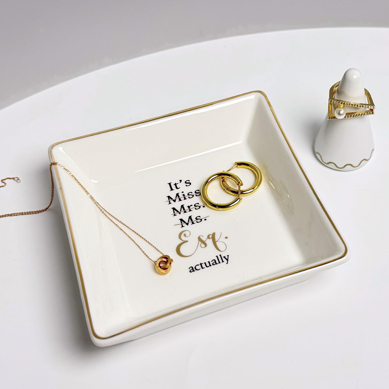 Lawyer Gifts Women, Lawyer Jewelry Trinket Dish Ceramic with Ring Holder, Lawyer Keychain, Female Lawyer Gift, Attorney Gift for Women, Law Student Gifts, Lawyer Birthday Christmas Graduation Gift