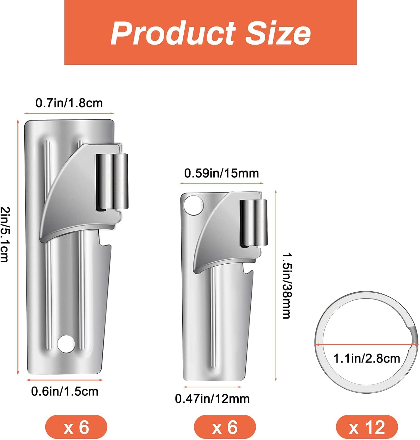 12 PCS P-38 and P-51 Military Style Can Openers with Key Rings image 3