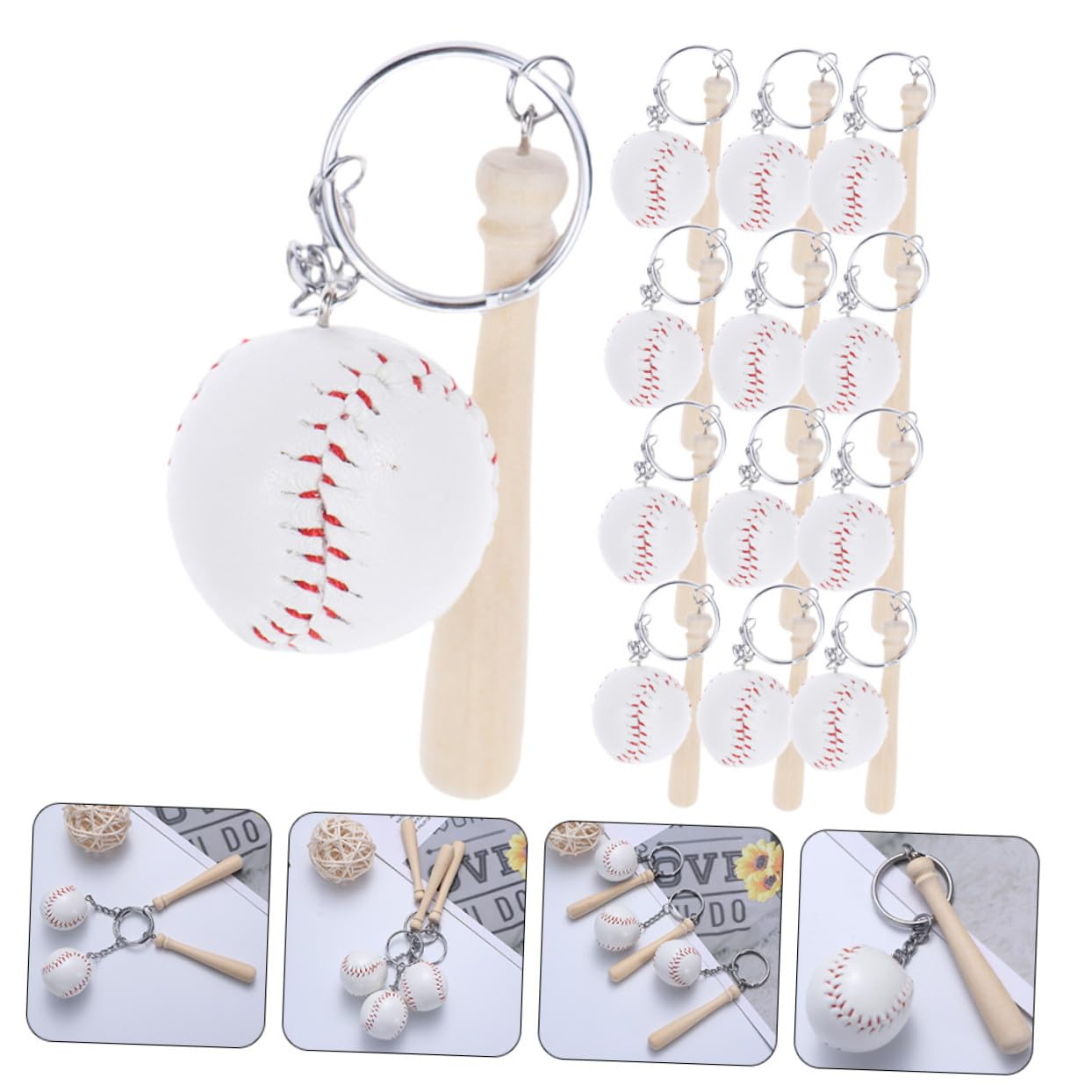 16 pezzi Portachiavi Baseball Grande Creativo Portachiavi Sportivi per Donna per Borse e Chiavi Regalo per Appassionati di Baseball