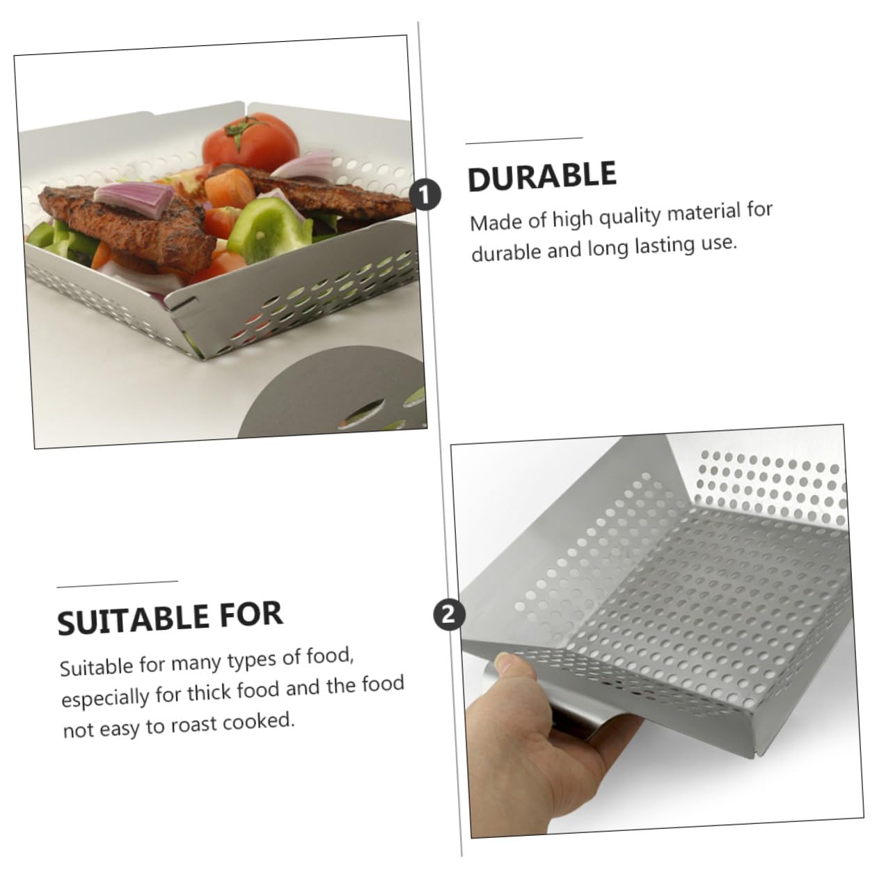 Quadratische Barbecue Grillschale mit Lochmuster Robustes BBQ Backblech für Gemüse Fleisch und Fisch Praktische Grillschale für Gas Holzkohlegrill Einfach zu Reinigen und