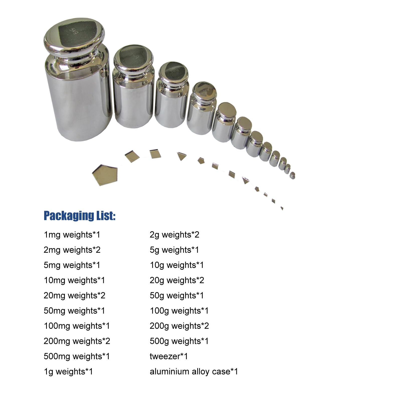 INTSUPERMAI 1mg-1kg Scale Weights Set Stainless Steel Calibration Weight Kit Grade Stainless Steel Weight Kit 25PCS with Aluminium Alloy Case for Balance Scale