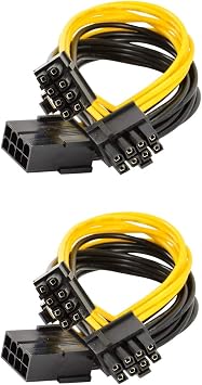 CPU 8 Pin to Dual 8 Pin PCIe Adapter Power Cable, CPU 8 Pin Female to Dual PCIe 2X 8 Pin 6+2 Male Power Adapter Splitter Cable for Graphics Card Power Supply 21CM - 2Pack
