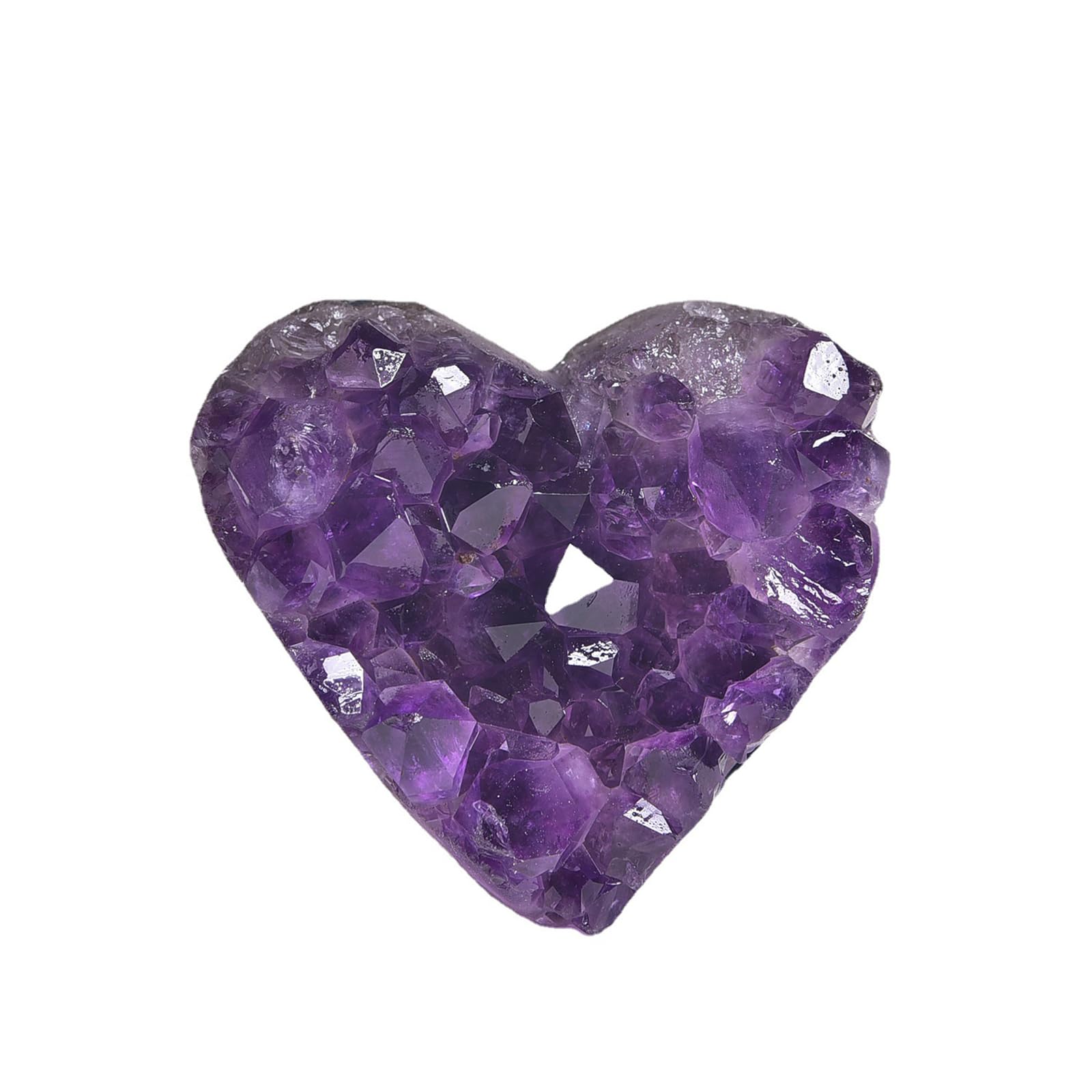 Hhhxkkuo Amethyst Crystals Heart Shaped Rocks – Natural Raw Crystal Cluster Geode Gemstones Reiki Healing Stones Purple Room Decor,5~6cm