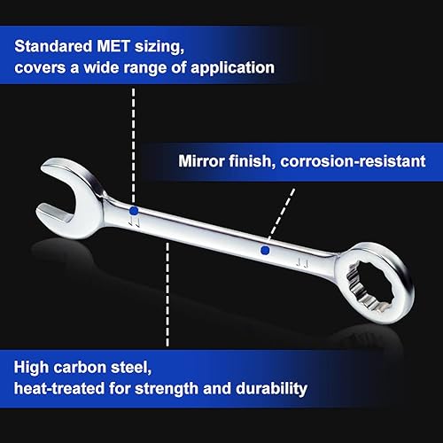 Miniatura 2 de SPEEDWOX Juego de llaves de encendido métricas de 10 piezas, juego de llaves de encendido de 0.157in-0.433in, extremo abierto y extremo de caja,